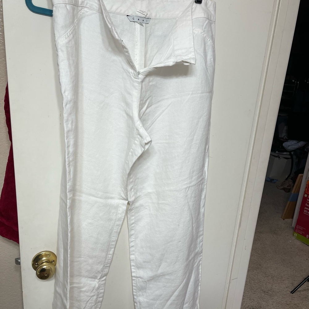 Cabi white linen pants size 16 xl